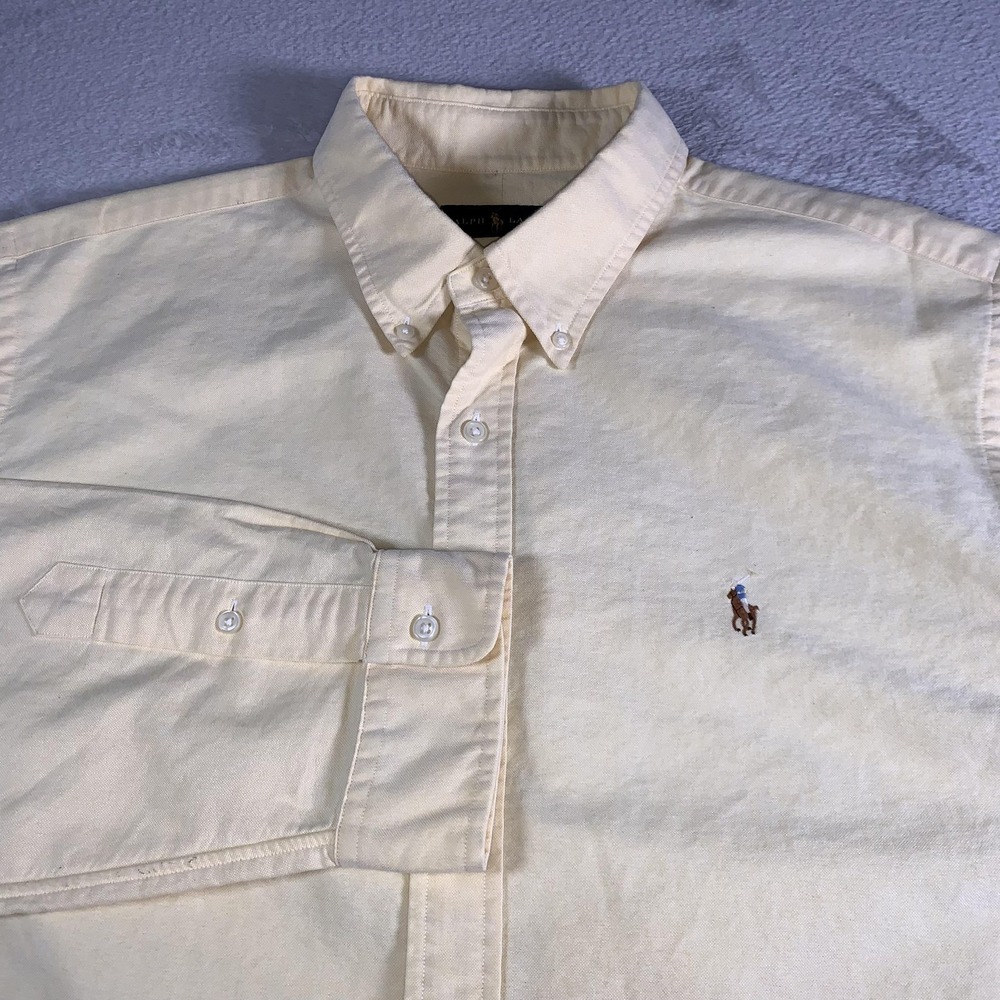 Ralph Lauren Shirt Mens 2XL Yellow Button Down Long Sleeve Pony Cotton Oxford